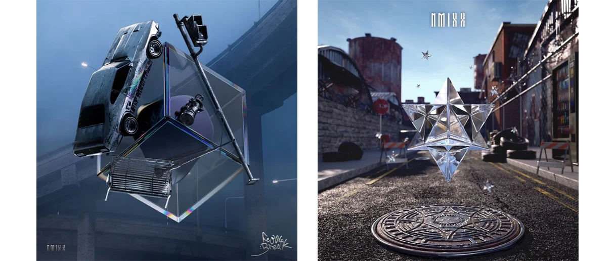 cover images of NMIXX <Fe3O4: BREAK>,NMIXX <Fe3O4: STICK OUT>